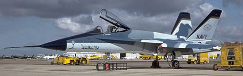 The small YF-17 in a grey camouflage