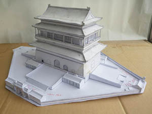 A totally white model of the bejing drum tower