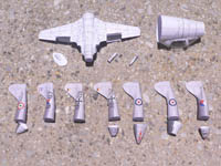 many small fuselage parts