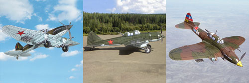 Three versions of the Il-2 Sturmovik